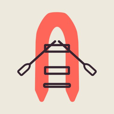 Şişirilebilir lastik bot vektör ikonu. Seyahat ve turizm web sitesi ve uygulama tasarımı, logo, uygulama, UI için grafik sembolü