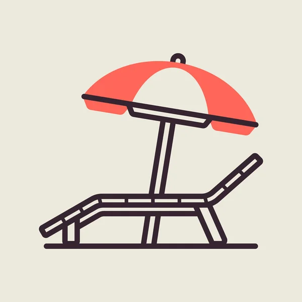 游乐园海滩日光浴椅矢量图标 夏季标志 旅行和旅游网站和应用程序设计 应用程序 用户界面的图形符号 — 图库矢量图片