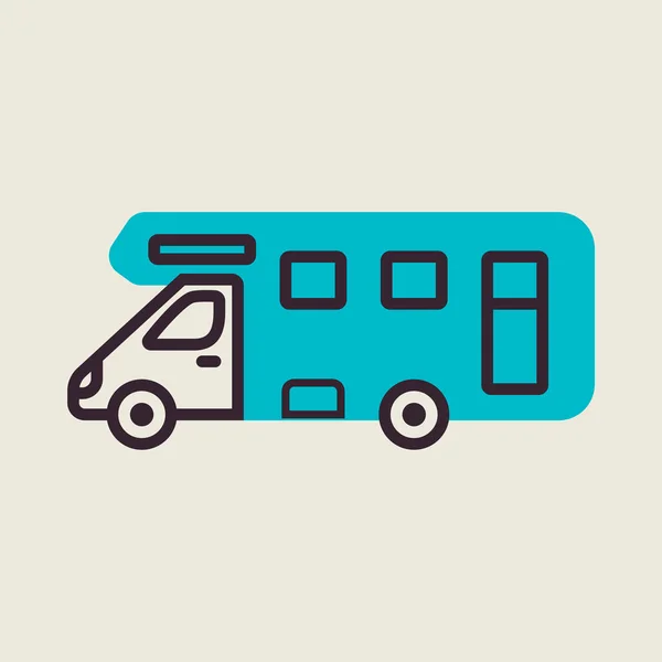 Mobile Home Motor Home Caravan Trailer Vehicle Vector Icon Graph — Stock Vector