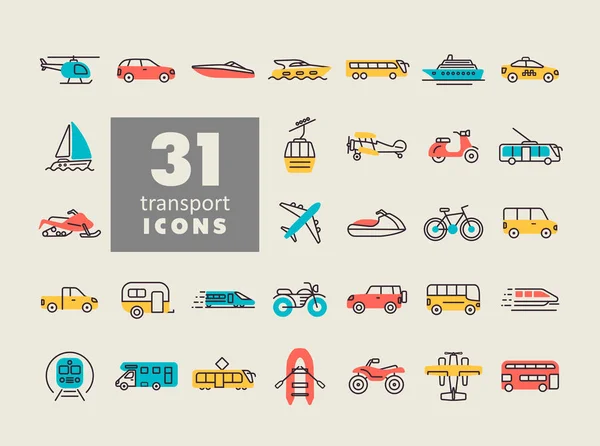 Conjunto Iconos Vector Transporte Símbolo Gráfico Para Viajes Turismo Sitio — Vector de stock