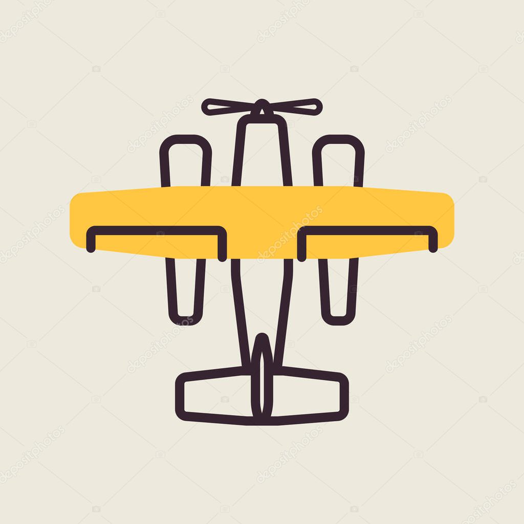 Small amphibian seaplane, plane vector icon. Graph symbol for travel and tourism web site and apps design, logo, app, UI