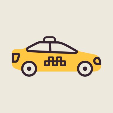 Taksi arabası vektör simgesi. Seyahat ve turizm web sitesi ve uygulama tasarımı, logo, uygulama, UI için grafik sembolü
