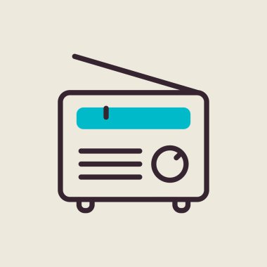Retro radyo vektör simgesi. Müzik ve ses web sitesi için grafik sembolü ve uygulama tasarımı, logo, uygulama, UI