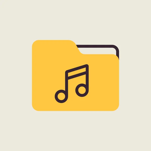 Dossier Fichier Avec Note Musique Icône Vectorielle Plate Panneau Musical — Image vectorielle