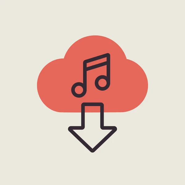Cloud Télécharger Icône Musique Icône Vectorielle Plate Panneau Musical Symbole — Image vectorielle