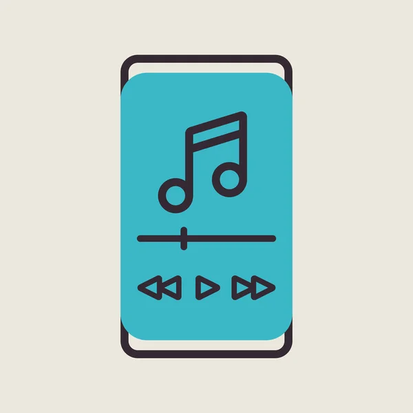 Smartphone Mit Musik Player App Isoliert Vektor Symbol Musikzeichen Grafik — Stockvektor