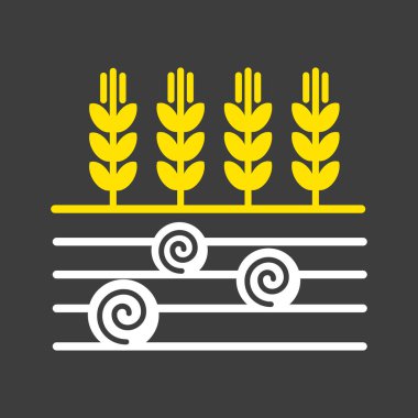 Buğday Kulağı, Arpa ya da Çavdar tarlasında saman balyalarının glifini yuvarla. Tarım işareti. Web sitenizin tasarımı için grafik sembolü, logo, uygulama, UI. Vektör illüstrasyonu, EPS10.