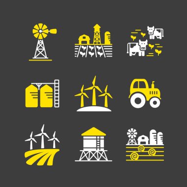 Çiftlik alanı sembolü. Tarım işareti. Web sitenizin tasarımı için grafik sembolü, logo, uygulama, UI. Vektör illüstrasyonu, EPS10