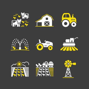 Tarla Tarlası izole edilmiş kabartma simgesi. Tarım işareti. Web sitenizin tasarımı için grafik sembolü, logo, uygulama, UI. Vektör illüstrasyonu, EPS10