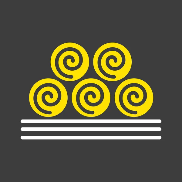 Круглий Сіно Тюки Гліф Значок Знак Сільського Господарства Символ Графіку — стоковий вектор