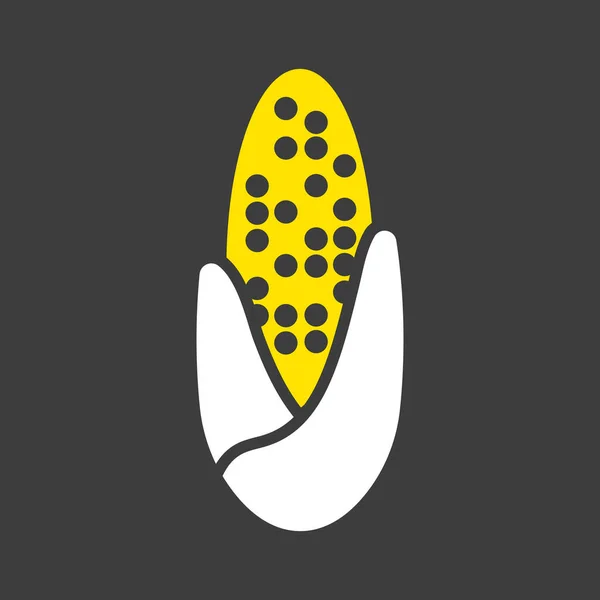 Ikona Plochého Izolovaného Glyfu Corncob Značka Zemědělství Grafický Symbol Pro — Stockový vektor