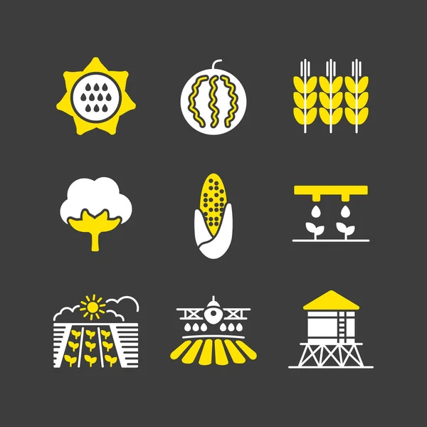 Campo Granja Icono Glifo Signo Agricultura Símbolo Gráfico Para Diseño — Vector de stock