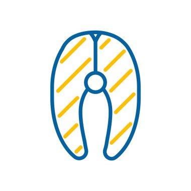 Somon eti vektörü izole edilmiş ikon. Barbekü ve bbq ızgara tabelası. Yemek pişirme web sitesi ve uygulama tasarımı, logo, uygulama, UI için grafik sembolü