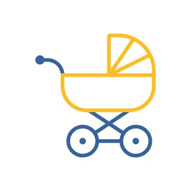 Bebek arabası, taşıyıcı vektör ikonu. Çocuklar ve yeni doğmuş bebekler için grafik sembolü Web sitesi ve uygulama tasarımı, logo, uygulama, UI