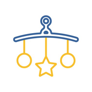 Bebek beşiği oyuncak vektör ikonu asıyor. Çocuklar ve yeni doğmuş bebekler için grafik sembolü Web sitesi ve uygulama tasarımı, logo, uygulama, UI