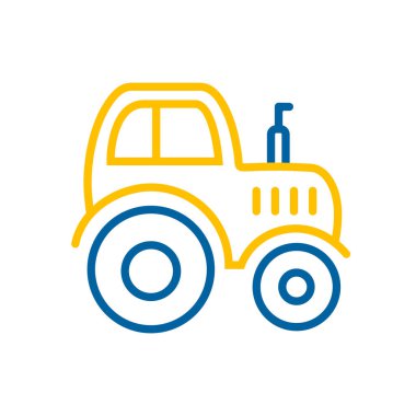 Traktör izole edilmiş düz simge. Çiftçi makinesi. Tarım işareti. Web sitenizin tasarımı için grafik sembolü, logo, uygulama, UI. Vektör illüstrasyonu, EPS10.