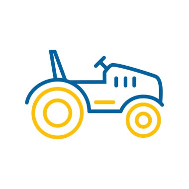 Traktör izole edilmiş düz simge. Çiftçi makinesi. Tarım işareti. Web sitenizin tasarımı için grafik sembolü, logo, uygulama, UI. Vektör illüstrasyonu, EPS10.