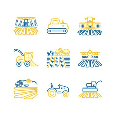 Çiftlik alanı ikonu. Tarım taşıma işareti. Web sitenizin tasarımı için grafik sembolü, logo, uygulama, UI. Vektör illüstrasyonu, EPS10