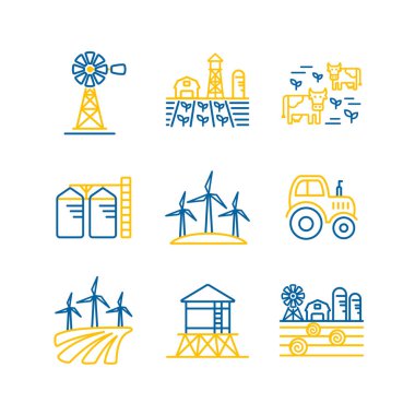 Çiftlik alanı ikonu. Tarım işareti. Web sitenizin tasarımı için grafik sembolü, logo, uygulama, UI. Vektör illüstrasyonu, EPS10