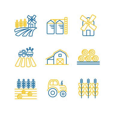 Çiftlik alanı ikonu. Tarım işareti. Web sitenizin tasarımı için grafik sembolü, logo, uygulama, UI. Vektör illüstrasyonu, EPS10