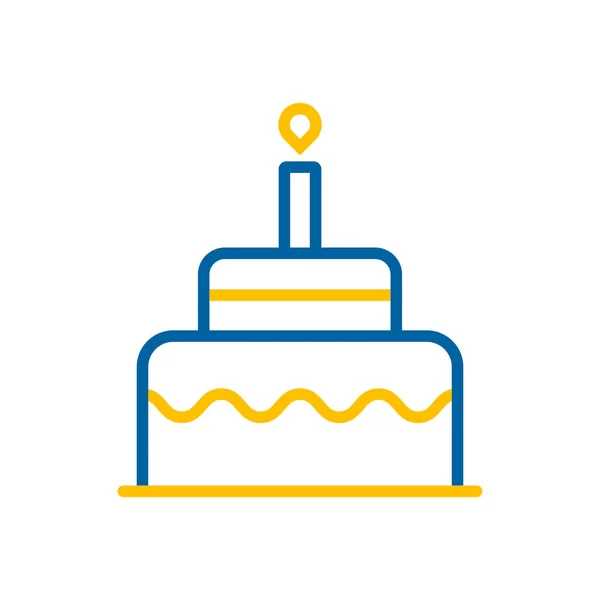 Gâteau Anniversaire Vecteur Icône Isolée Symbole Graphique Pour Les Enfants — Image vectorielle