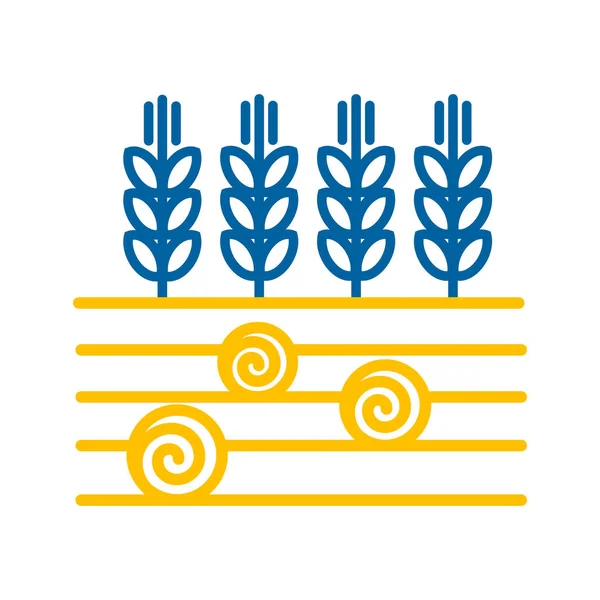 Ears Wheat Barley Rye Field Hay Bales Isolated Icon Agriculture — Stock Vector