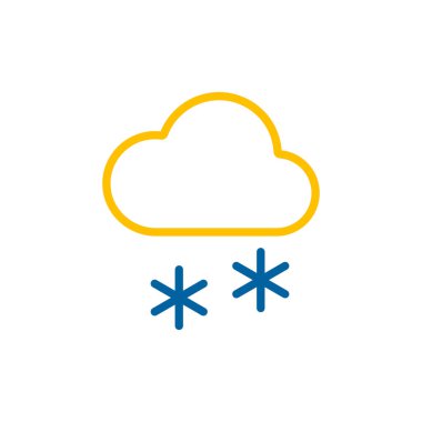 Kar izole vektör ikonuna sahip bulut. Meteoroloji işareti. Seyahat, turizm ve hava durumu web sitesi ve uygulama tasarımı, logo, uygulama, UI için grafik sembolü