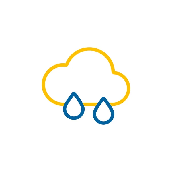 Raincloud Avec Gouttes Pluie Icône Vectorielle Isolée Signe Météorologique Symbole — Image vectorielle