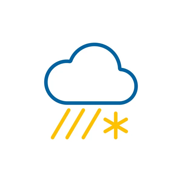 Regnmoln Med Snö Isolerad Vektor Ikon Meteorologiska Tecken Diagram Symbol — Stock vektor