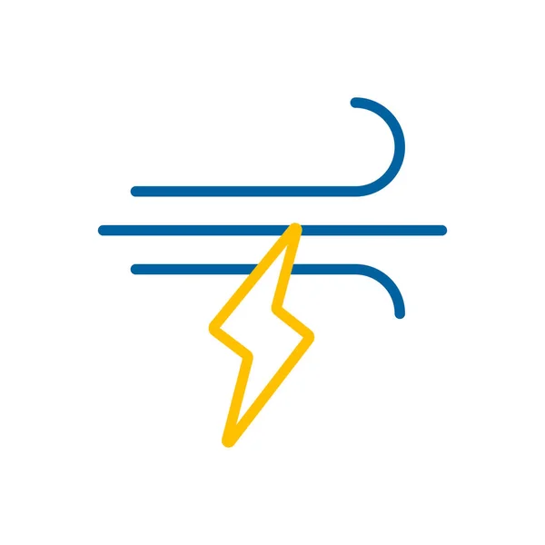 Ветер Молнии Изолированный Векторный Значок Метеорологический Знак Графический Символ Путешествий — стоковый вектор