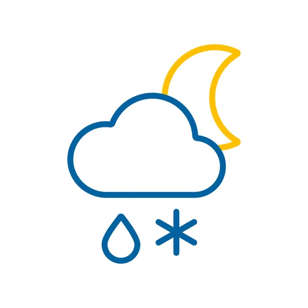 Wolke Mit Schnee Und Regenmond Vektor Symbol Meteorologisches Zeichen Grafiksymbol — Stockvektor