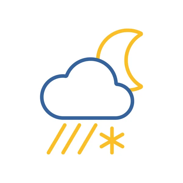 Regnmoln Med Snömåne Vektor Ikon Meteorologiska Tecken Diagram Symbol För — Stock vektor