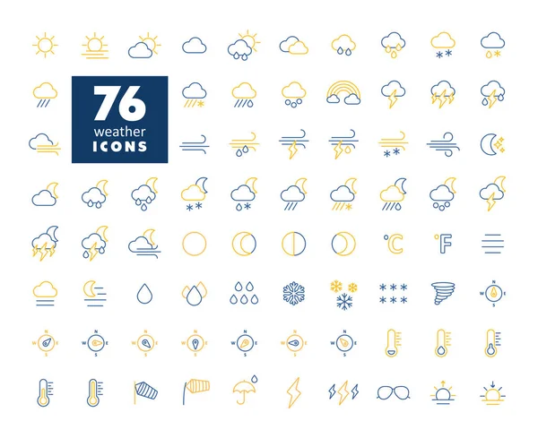 Vector Weather Forecast Isolated Icon Set Meteorology Sign Graph Symbol — ストックベクタ