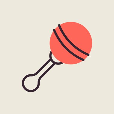 Bebek çıngıraklı oyuncak vektörü ikonu izole etti. Çocuklar ve yeni doğmuş bebekler için grafik sembolü Web sitesi ve uygulama tasarımı, logo, uygulama, UI