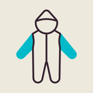Bebek giysisi vektör ikonu. Bebek Romper. Çocuklar ve yeni doğmuş bebekler için grafik sembolü Web sitesi ve uygulama tasarımı, logo, uygulama, UI