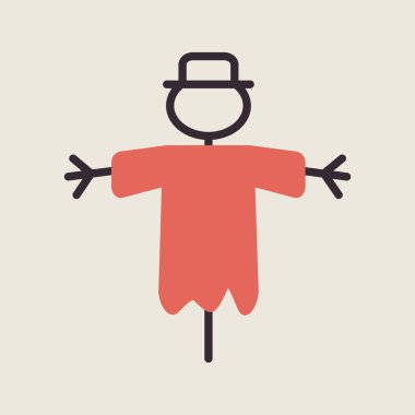 Korkuluk vektörü tasarım simgesini izole etti. Tarım, bahçe ve bitkiler için grafik sembolü Web sitesi ve uygulama tasarımı, logo, uygulama, UI