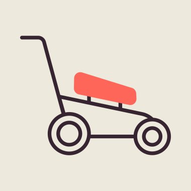 Çim biçme makinesi vektör simgesi. Bahçıvan çim biçme makinesi. Tarım, bahçe ve bitkiler için grafik sembolü Web sitesi ve uygulama tasarımı, logo, uygulama, UI