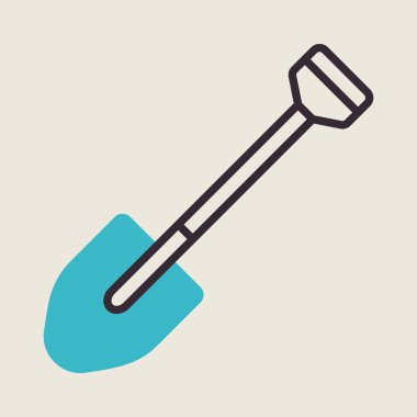 Bahçe küreği izole vektör ikonu. Tarım, bahçe ve bitkiler için grafik sembolü Web sitesi ve uygulama tasarımı, logo, uygulama, UI