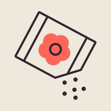 Tohum vektör ikonlu kağıt torba. Tarım, bahçe ve bitkiler için grafik sembolü Web sitesi ve uygulama tasarımı, logo, uygulama, UI