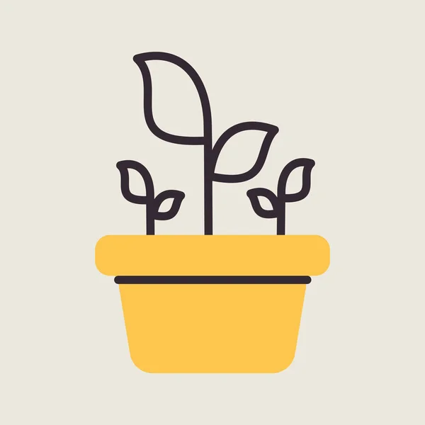 Plantez Dans Icône Vecteur Pot Symbole Graphique Pour Agriculture Jardin — Image vectorielle