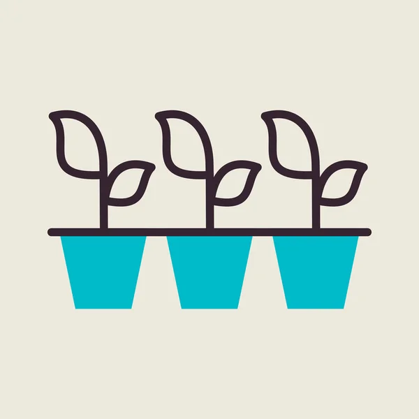 Vetőmagok Vagy Fiatal Növények Műanyag Pot Vektor Ikon Grafikon Szimbólum — Stock Vector