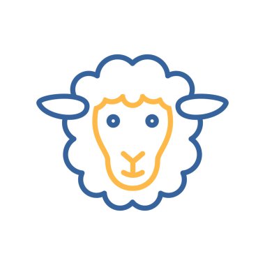 Koyun ikonu izole edildi. Hayvan kafası. Çiftlik işareti. Web sitenizin tasarımı için grafik sembolü, logo, uygulama, UI. Vektör illüstrasyonu