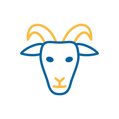 Keçi ikonu izole edildi. Hayvan kafası. Çiftlik işareti. Web sitenizin tasarımı için grafik sembolü, logo, uygulama, UI. Vektör illüstrasyonu