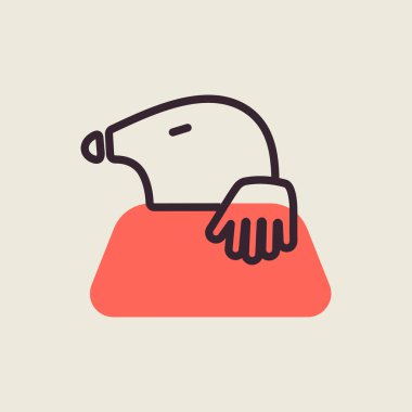 Bahçe araçları için izole edilmiş bir köstebek simgesi. Tarım işareti. Web sitenizin tasarımı için grafik sembolü, logo, uygulama, UI. Vektör illüstrasyonu, EPS10.