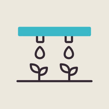 Damlatma sistemi izole edilmiş vektör simgesi. Tarım işareti. Web sitenizin tasarımı için grafik sembolü, logo, uygulama, UI. Vektör illüstrasyonu, EPS10.