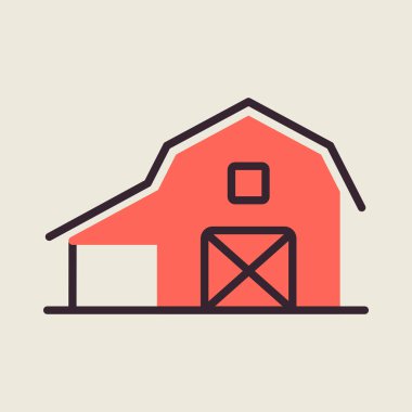 Barn izole ikonu. Çiftlik hayvanı işareti. Web sitenizin tasarımı için grafik sembolü, logo, uygulama, UI. Vektör illüstrasyonu