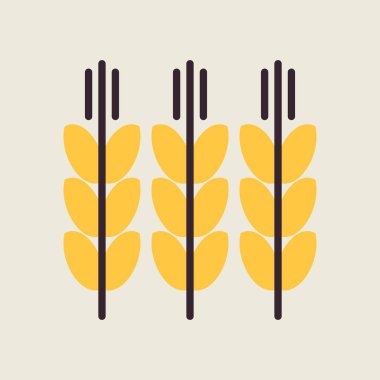 Dikenler ve buğday ikonu taneleri. Tarım işareti. Web sitenizin tasarımı için grafik sembolü, logo, uygulama, UI. Vektör illüstrasyonu, EPS10.