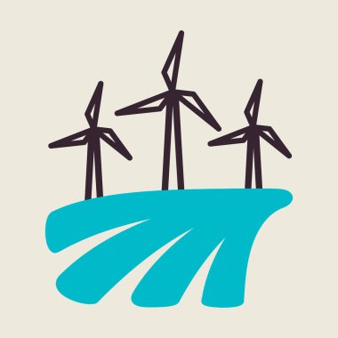 Sahadaki yel değirmeni ikonu. Tarım işareti. Web sitenizin tasarımı için grafik sembolü, logo, uygulama, UI. Vektör illüstrasyonu, EPS10.