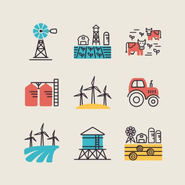 Çiftlik alanı ikonu. Tarım işareti. Web sitenizin tasarımı için grafik sembolü, logo, uygulama, UI. Vektör illüstrasyonu, EPS10