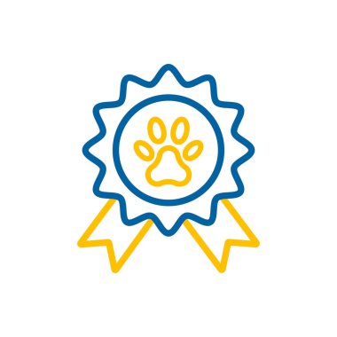Hayvan ödüllü rosette vektör izole ikonu. Evcil hayvan işareti. Evcil hayvan ve veteriner web sitesi ve uygulama tasarımı, logo, uygulama, UI için grafik sembolü